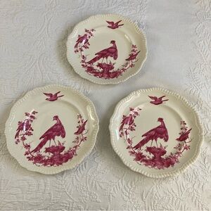 Copeland Spode Blackbird lot of 3 dinner plates Fuchsia bird hard to find